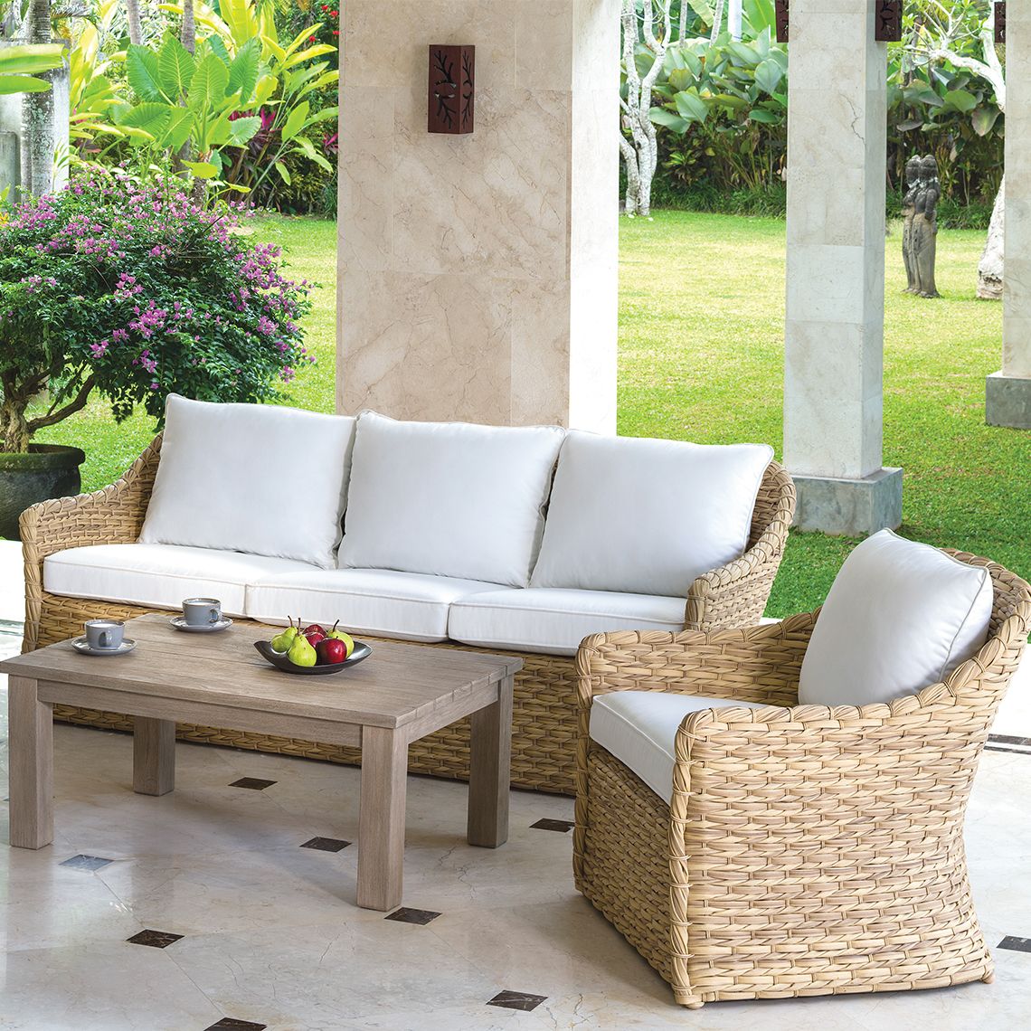 The Vero Sofa is a outdoor sofa crafted from hand-woven all-weather wicker, featuring coastal-inspired gentle curves. By Kingsley Bate. Find a dealer near you. - alternate view