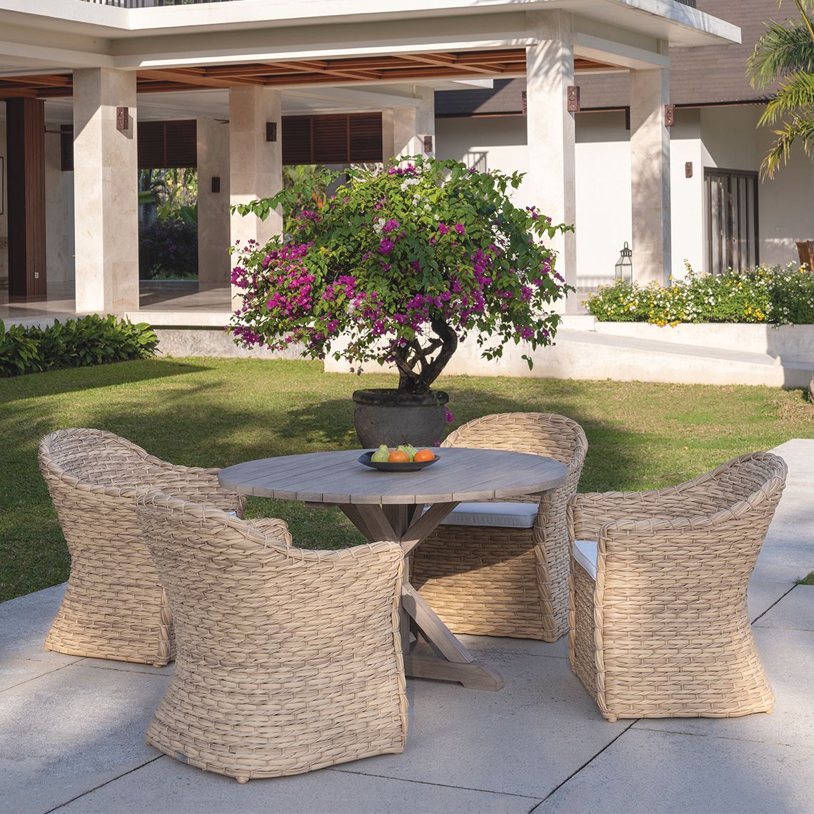 The Vero Dining Armchair, crafted from hand-woven all-weather wicker. Features coastal-inspired gentle curves. By Kingsley Bate. Find a dealer near you. - alternate view