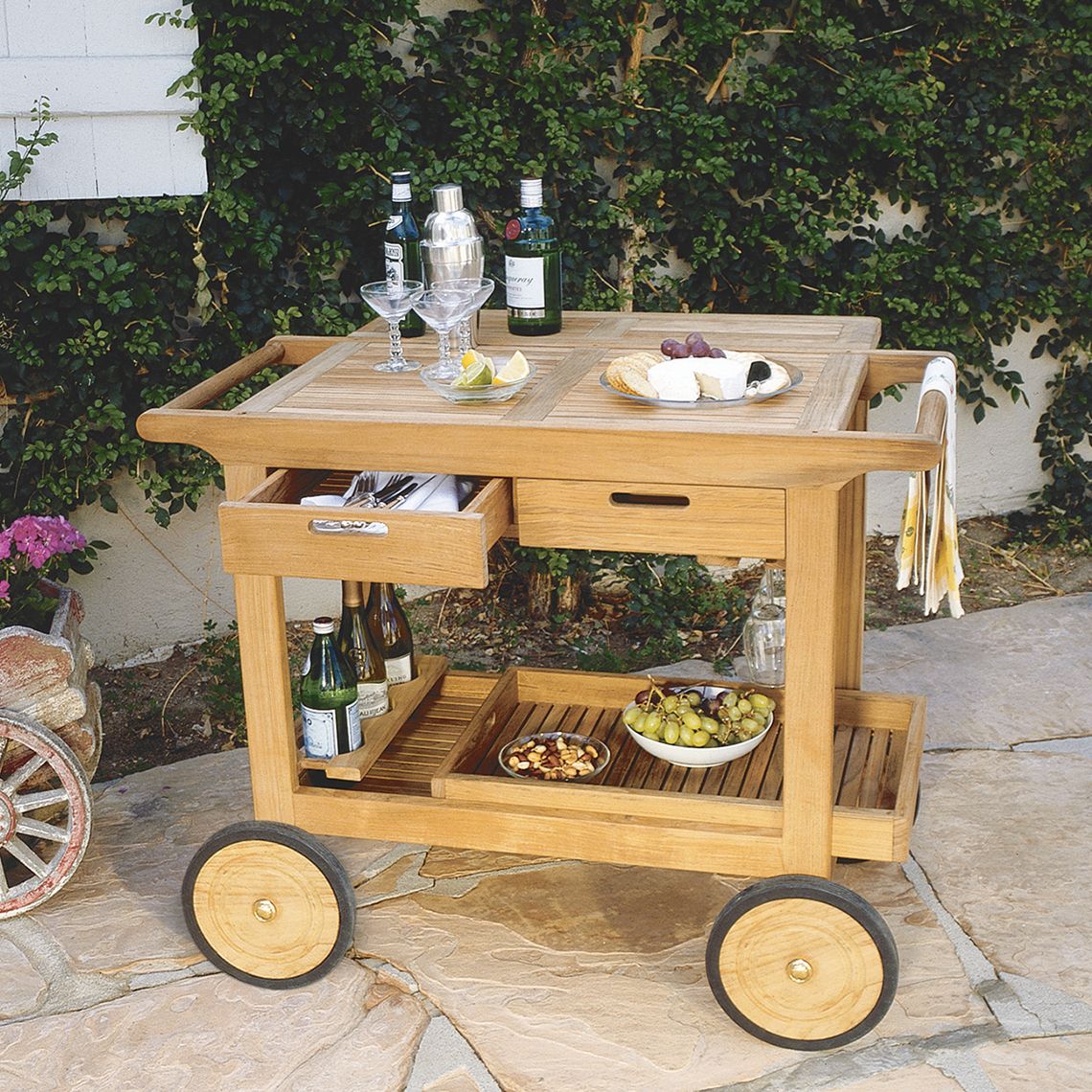Teak Outdoor Serving Cart - Image 2