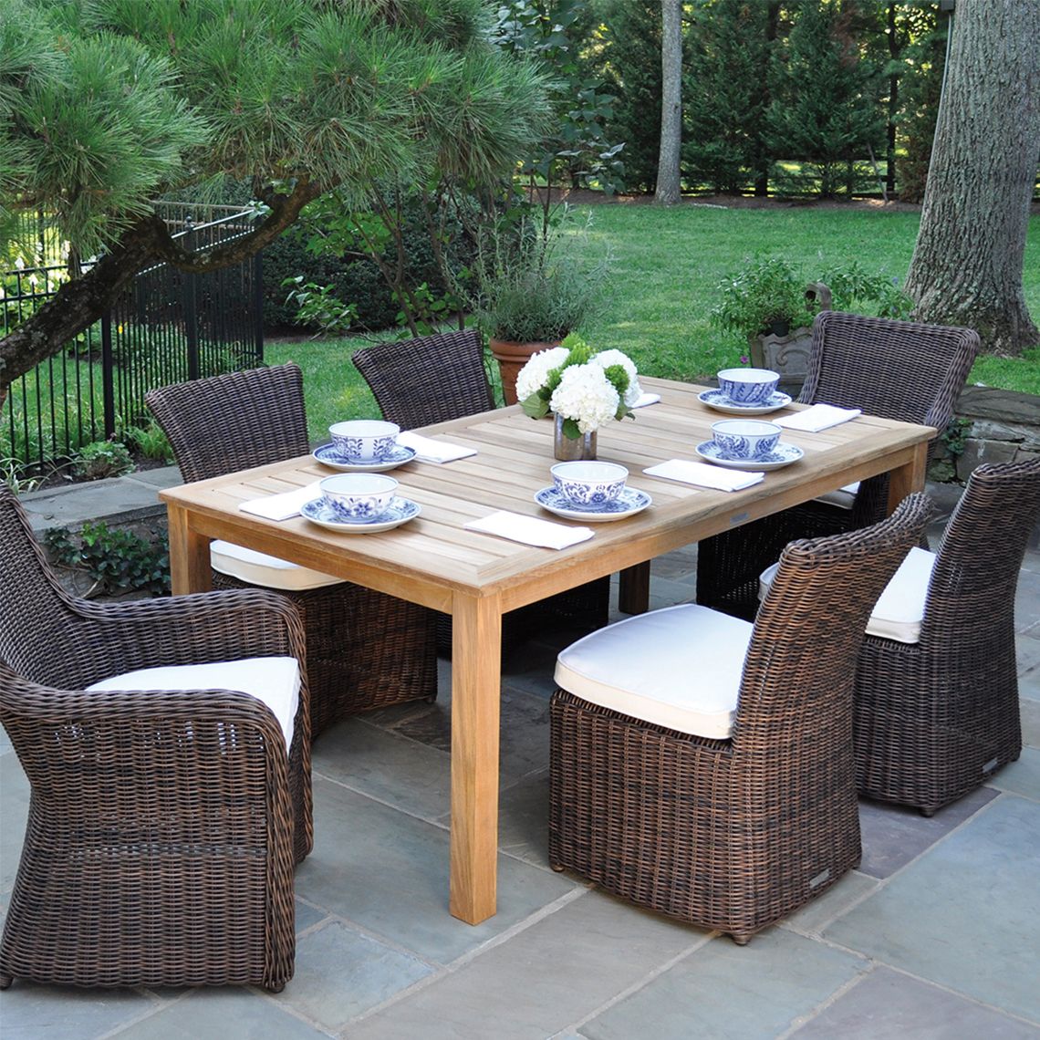 The Wainscott 73" Rectangular Dining Table in Grade A teak. Attractive transitional teak tables. By Kingsley Bate. Find a dealer near you. - alternate view
