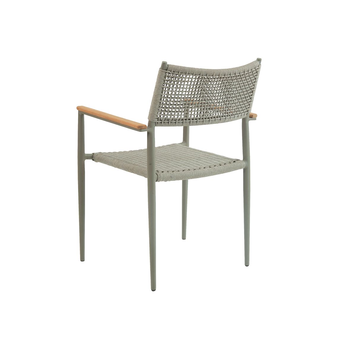 The La Jolla Dining Armchair combines contemporary design with exceptional durability. Its powder-coated aluminum frame and weather-friendly rope construction withstand direct sun, rain, and salt air while maintaining a refined aesthetic. - alternate view