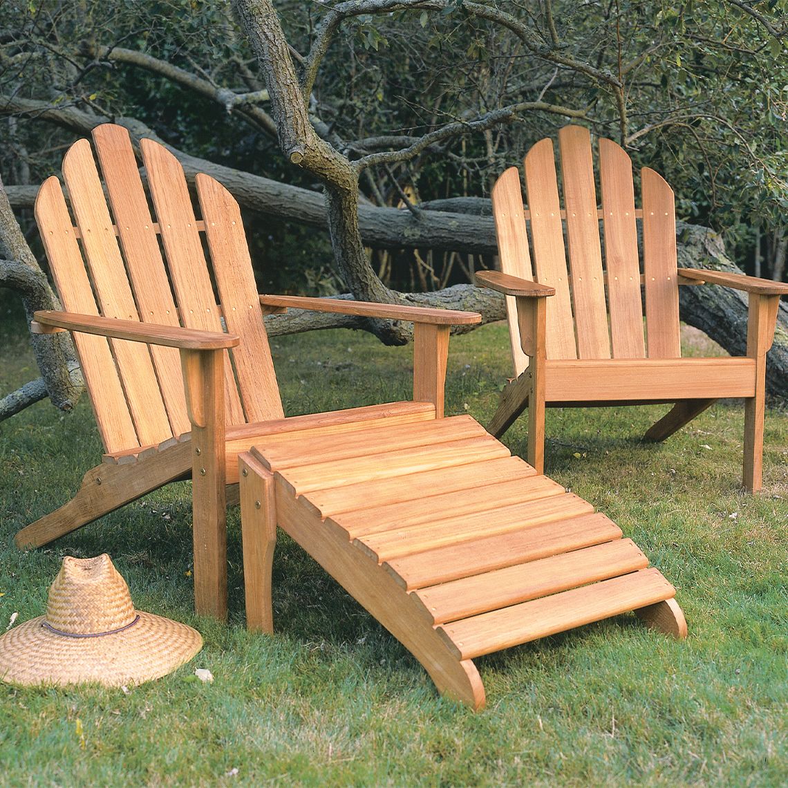 The Adirondack Ottoman pairs iconic Craftsman styling with premium Grade A teak construction. Weather-resistant and durable, it complements outdoor seating with timeless design and solid craftsmanship. - alternate view