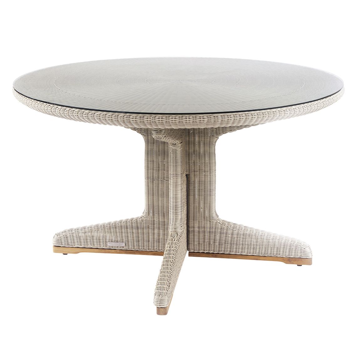 The Westport 60" Round Dining Table in hand-woven all-weather wicker. Streamlined simplicity with solid teak bases. By Kingsley Bate. Find a dealer near you.