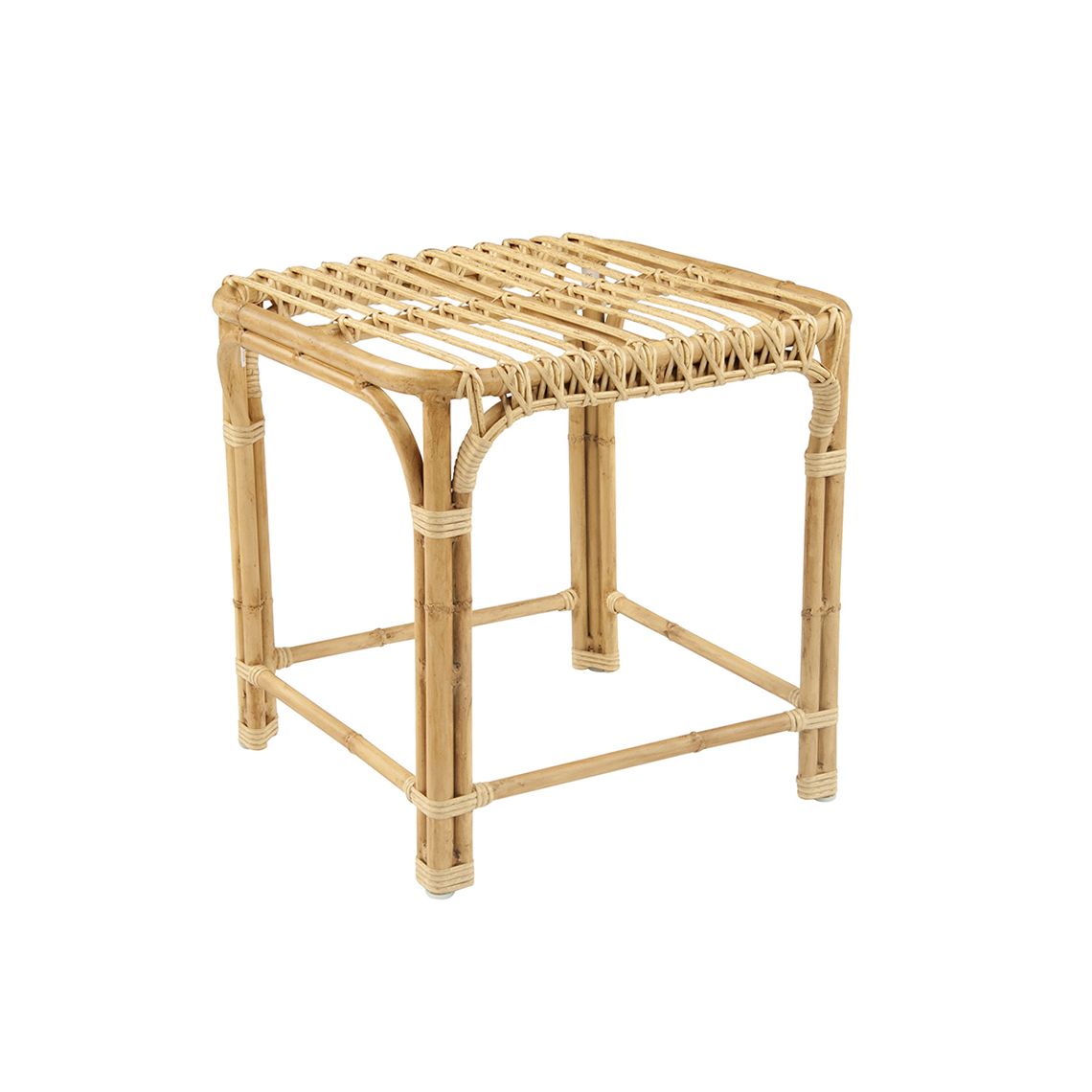 The Savannah Side Table brings sophisticated mid-century style to outdoor spaces with hand-woven all-weather wicker over an aluminum frame. Its compact 20-inch square footprint and tempered glass top make it perfect for poolside or patio use.
