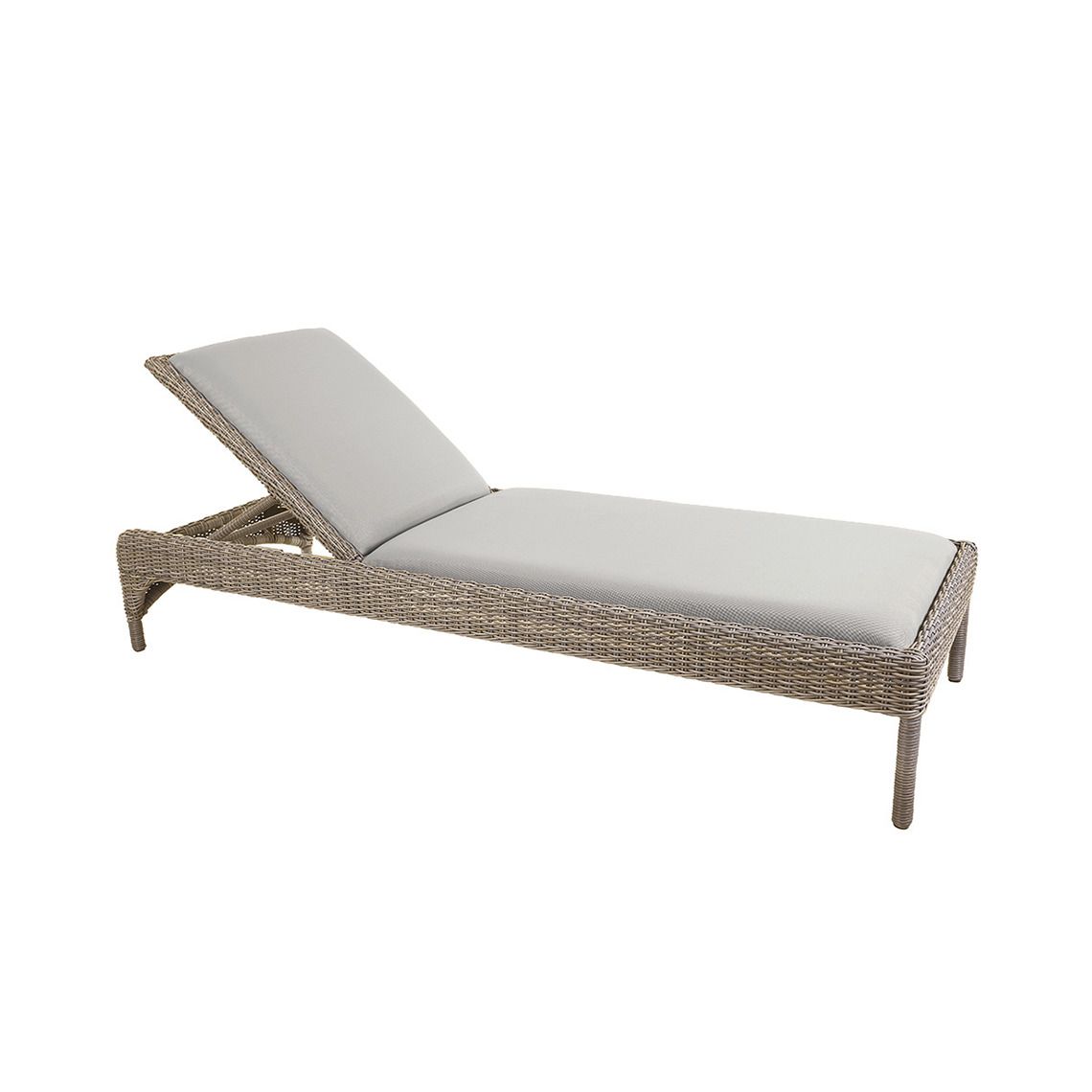 The Milano Chaise combines modern wicker craftsmanship with practical outdoor functionality. Its 4-position adjustable backrest and upholstered sling seating deliver customizable comfort for poolside or patio relaxation.