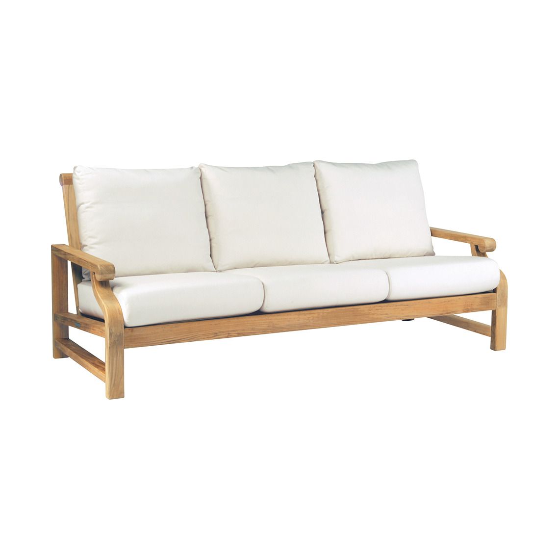 The Nantucket Sofa combines traditional design with exceptional outdoor durability. Grade A teak construction and solid brass hardware deliver timeless elegance that weathers beautifully in any climate.