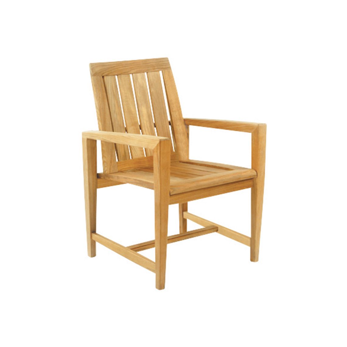 The Amalfi armchair combines angular contemporary design with the legendary durability of solid Grade A teak. Engineered to withstand salt air, rain, and snow, this chair delivers commercial-grade performance for residential outdoor dining.