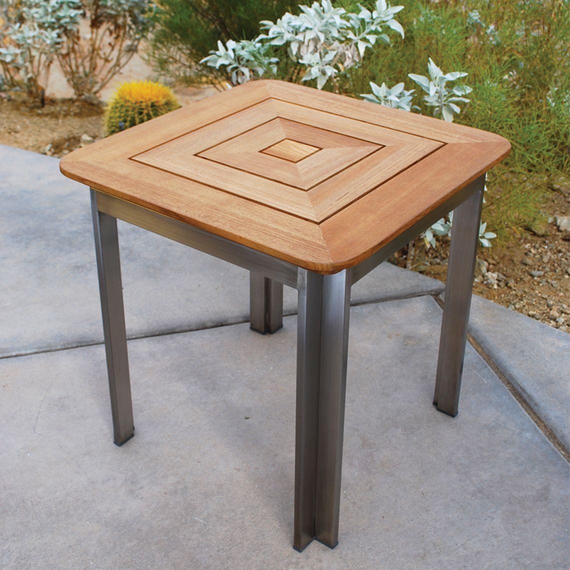 Tivoli Stainless Steel & Teak Side Table - Image 2