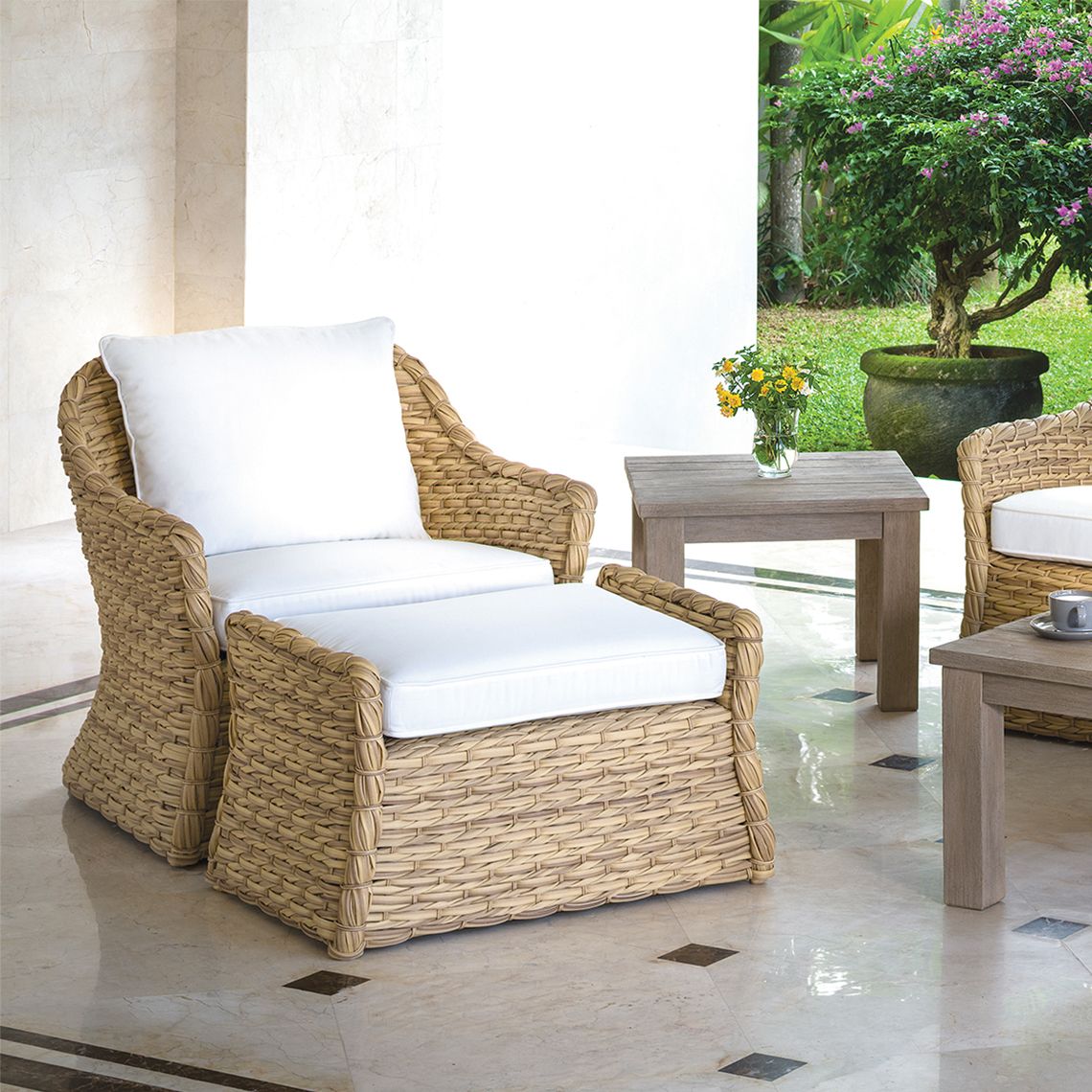The Vero Lounge Chair, crafted from hand-woven all-weather wicker. Features coastal-inspired gentle curves. By Kingsley Bate. Find a dealer near you. - alternate view