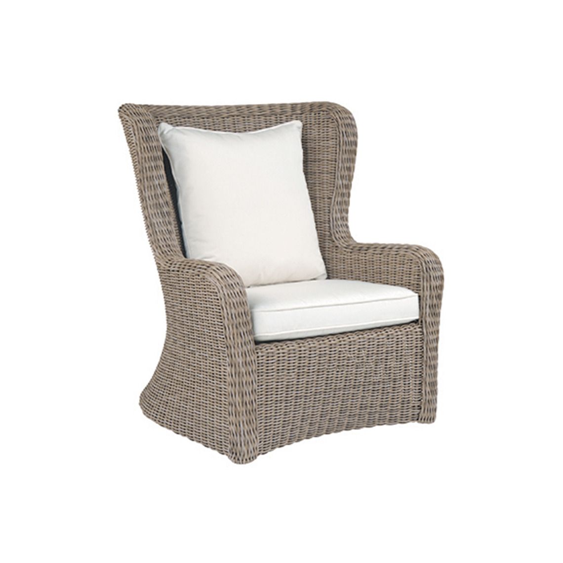 This oversized high-back lounge chair brings coastal elegance to any outdoor space with its hand-woven all-weather wicker and generous proportions. Built to withstand direct sun, rain, and salt air while maintaining style. - alternate view