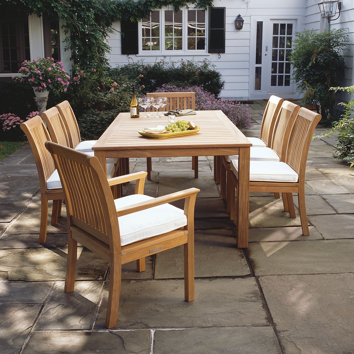 The Wainscott 85" Rectangular Dining Table in Grade A teak. Attractive transitional teak tables. By Kingsley Bate. Find a dealer near you. - alternate view