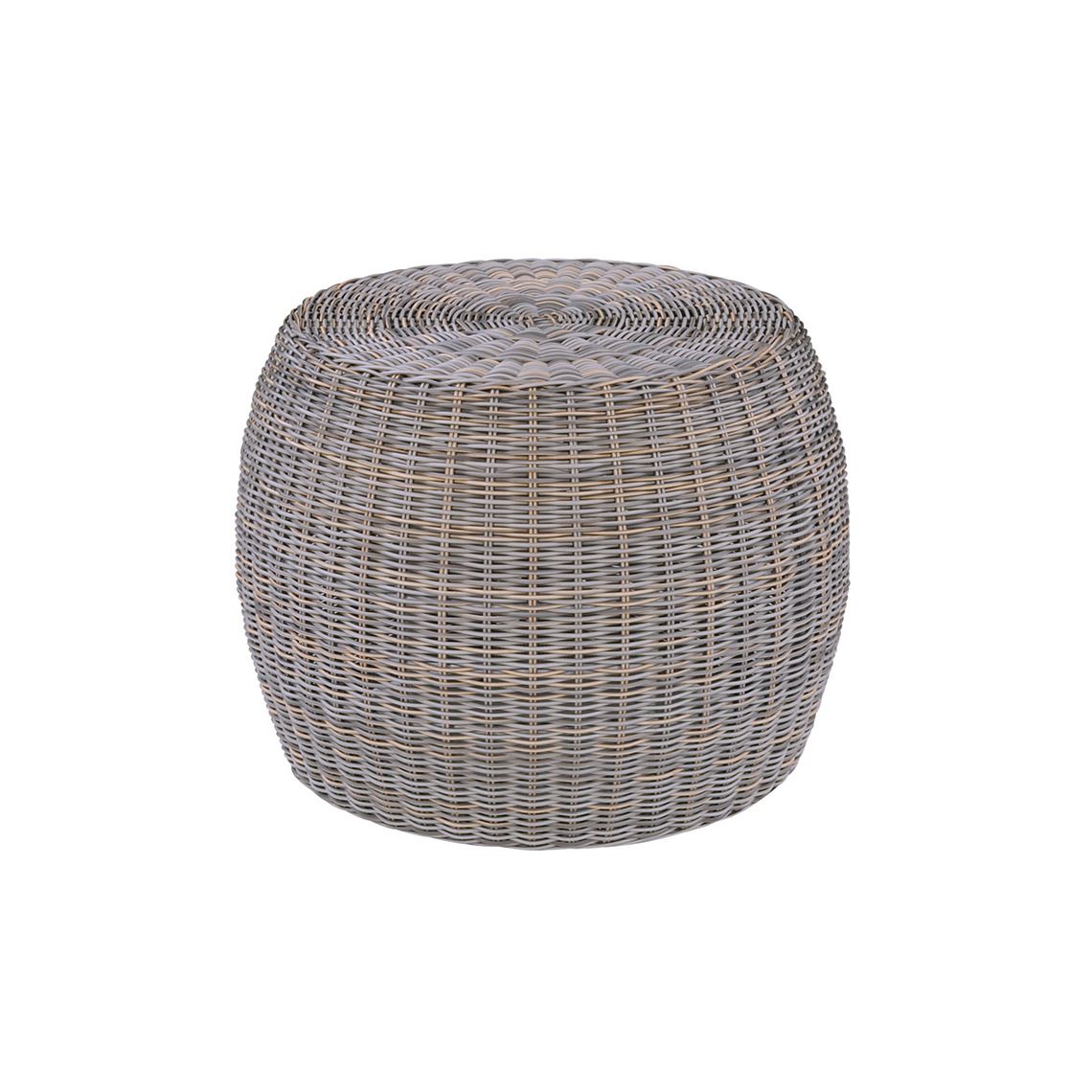 The Ojai Side Table brings vintage California charm to outdoor spaces with hand-woven all-weather wicker over aluminum frames. Its tempered glass top and weather-resistant construction make it ideal for poolside or coastal settings.