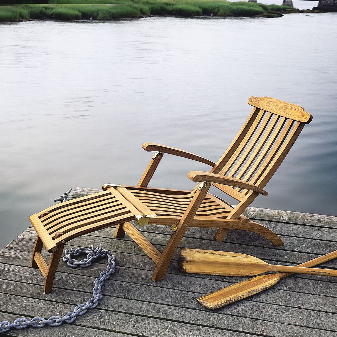 Steamer Teak Chaise Lounge Chair - Image 2