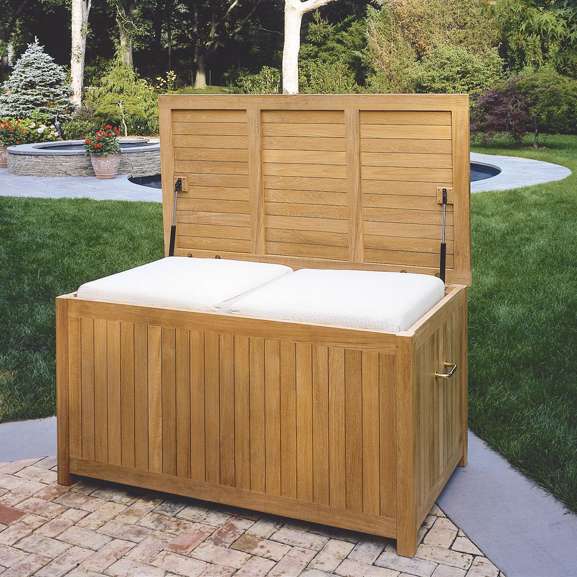 Teak 60" Cushion Storage Box - Image 2