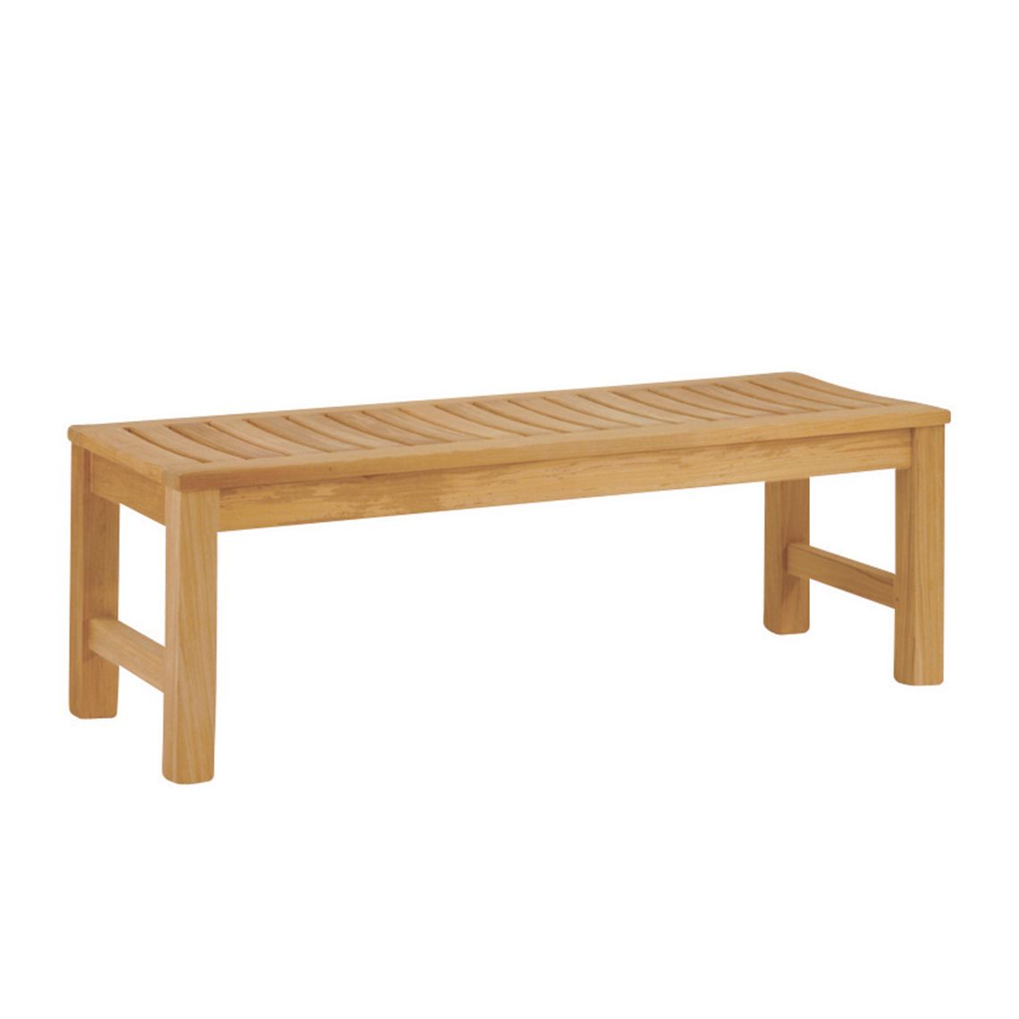 The Waverley 4' Backless Bench crafted from Grade A teak can be paired with a range of dining tables or utilized independently, poolside or on tennis court.