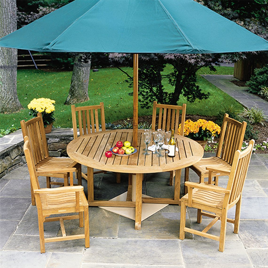 The Essex 60" Round Dining Table in Grade A teak. Classic English dining and occasional tables. By Kingsley Bate. Find a dealer near you. - alternate view