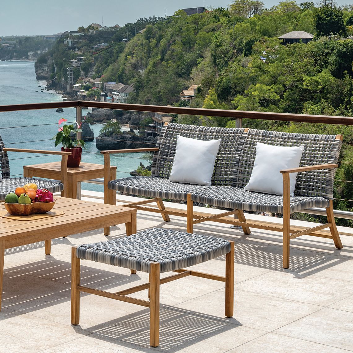 Catherine Teak Club Ottoman - Image 4