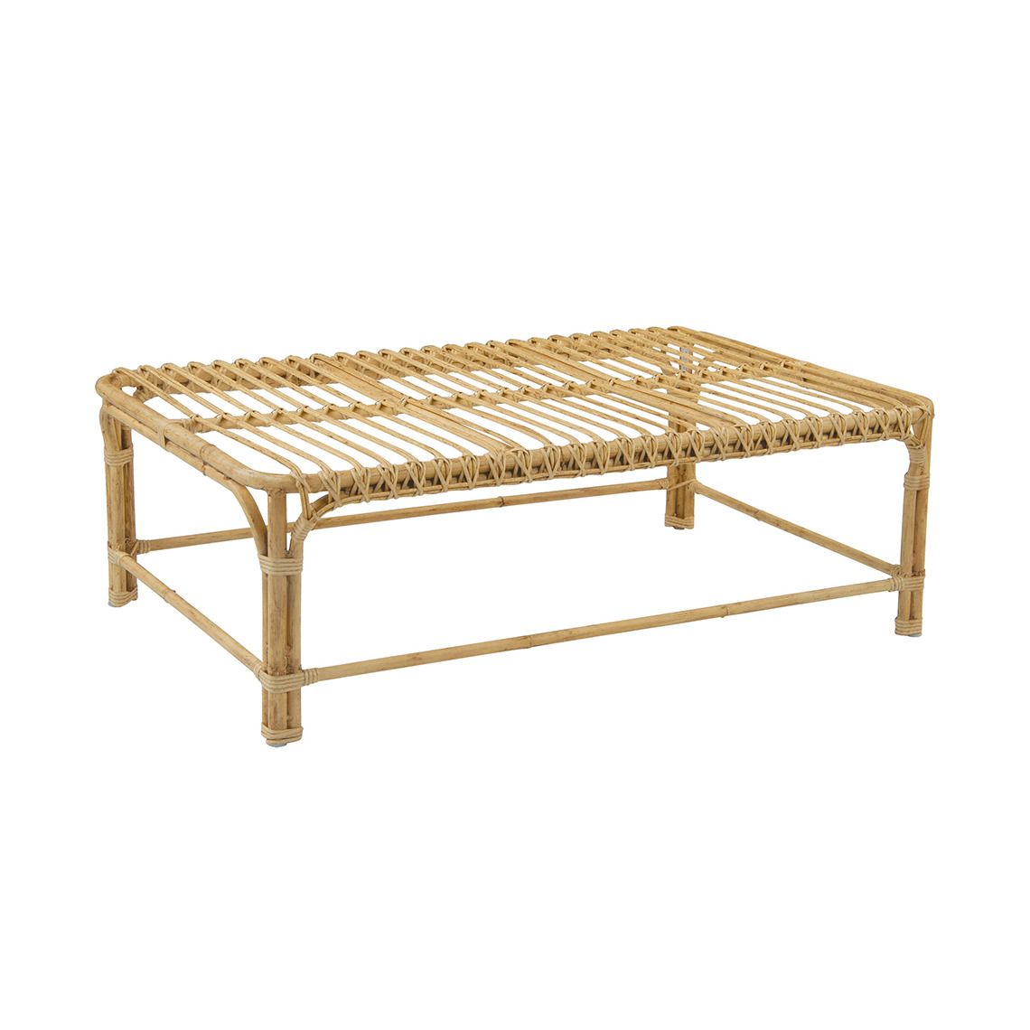 The Savannah Coffee Table brings sophisticated mid-century style to outdoor spaces with hand-woven all-weather wicker over aluminum frames. Its clear tempered glass top and weather-resistant construction make it ideal for poolside and coastal environments.