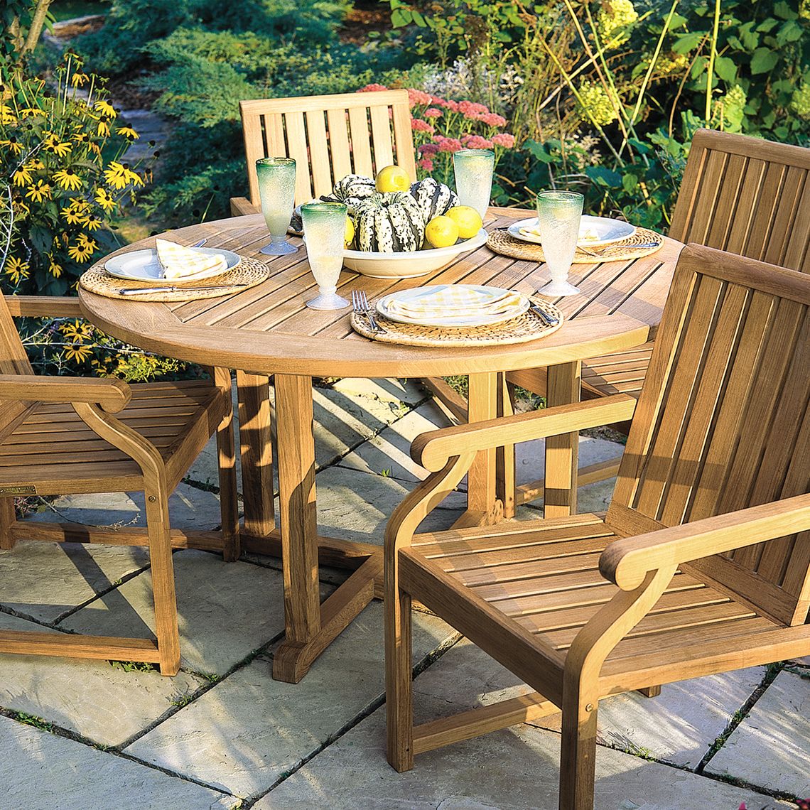 The Essex 50" Round Dining Table in Grade A teak. Classic English dining and occasional tables. By Kingsley Bate. Find a dealer near you. - alternate view