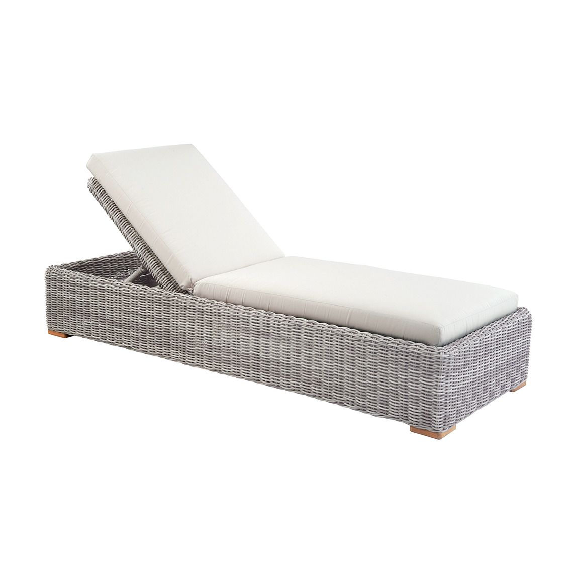 The Tortola Chaise, crafted from hand-woven all-weather wicker. Features grand proportions with extra-deep cushions. By Kingsley Bate. Find a dealer near you.
