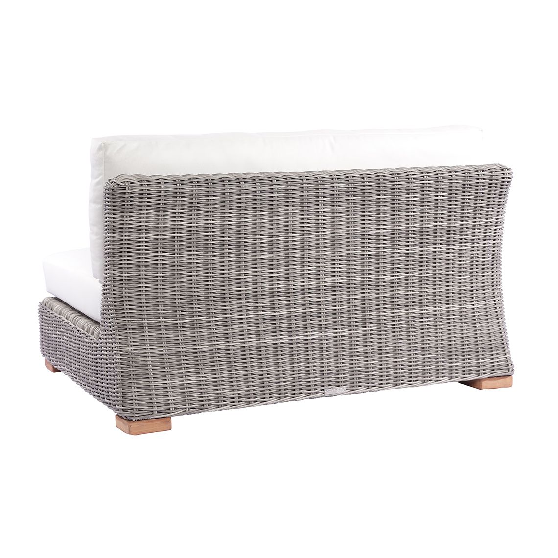 The Tortola Sectional Armless Settee in hand-woven all-weather wicker. Grand proportions with extra-deep cushions. By Kingsley Bate. Find a dealer near you. - alternate view