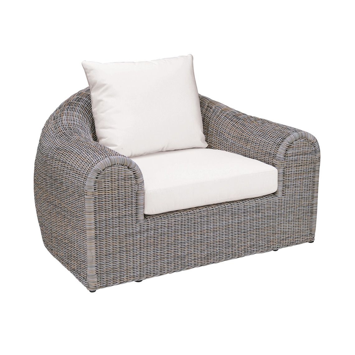 The Ojai Lounge Chair delivers iconic mid-century design with hand-woven wicker over aluminum frames. Low, comfortable seating perfect for poolside lounging and coastal living spaces.