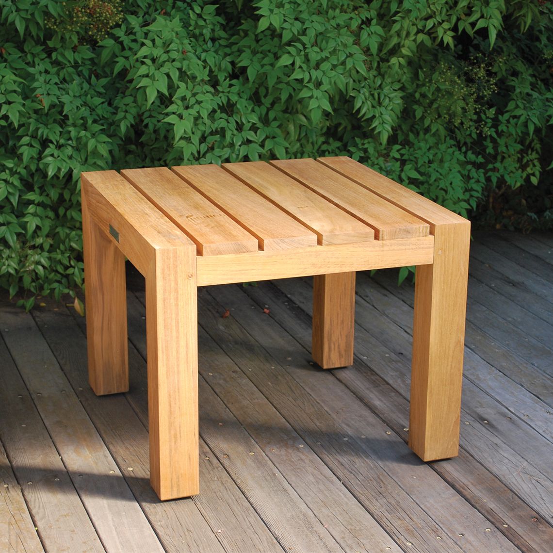 The Mendocino Side Table combines mid-century modern aesthetics with industrial strength. Crafted from solid Grade A teak, it's engineered to withstand diverse climates including salt air, rain, and snow. - alternate view