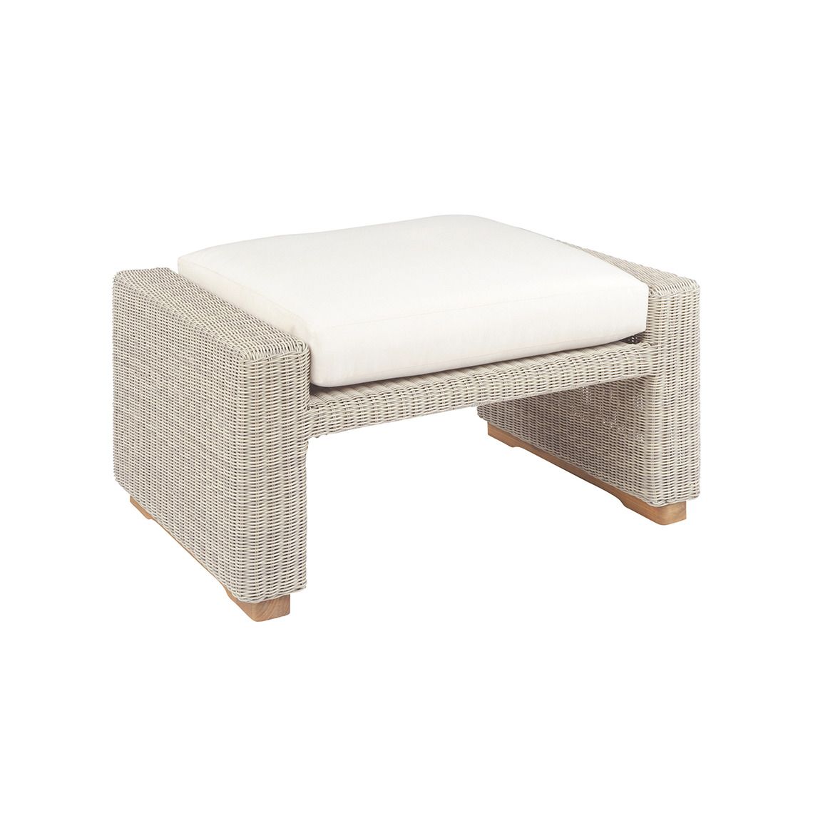 The Westport Ottoman, crafted from hand-woven all-weather wicker. Features streamlined simplicity with solid teak bases. Find a dealer near you.