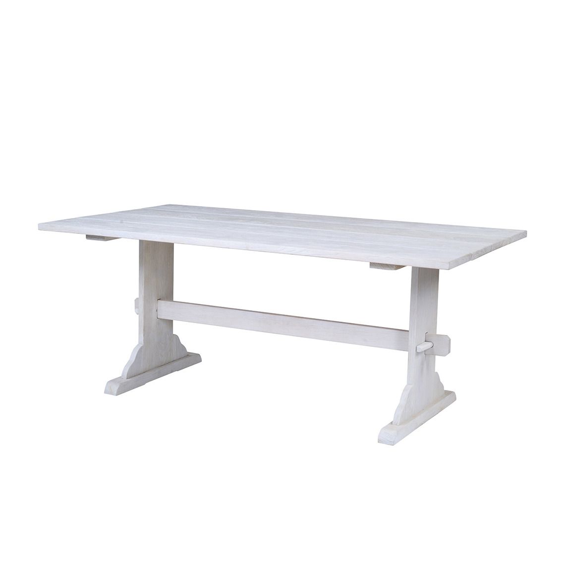 The Oslo 72" dining table brings Scandinavian farmhouse charm to outdoor spaces with its hand-painted distressed teak finish. Built from Grade A teak for durability in all weather conditions including salt-air, rain, and snow.