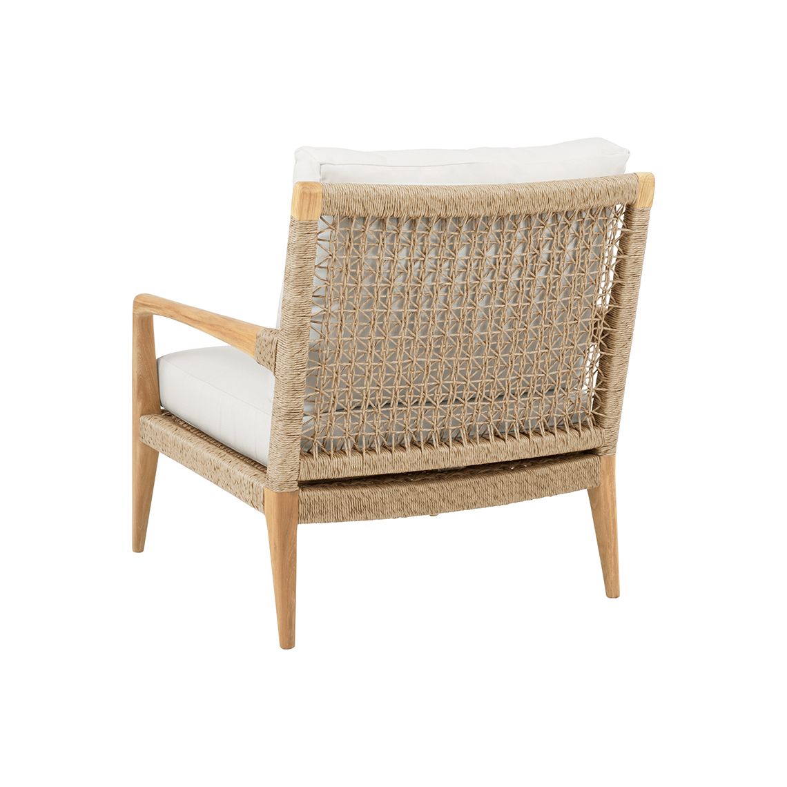 The Barcelona Lounge Chair combines Grade A teak with hand-woven all-weather wicker for a sophisticated outdoor seating solution. Spanish design elements create timeless appeal while premium materials ensure durability. - alternate view
