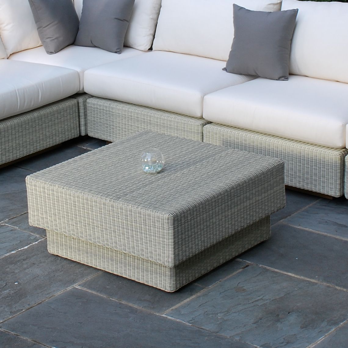 The Westport Coffee Table in hand-woven all-weather wicker. Streamlined simplicity with solid teak bases. By Kingsley Bate. Find a dealer near you. - alternate view