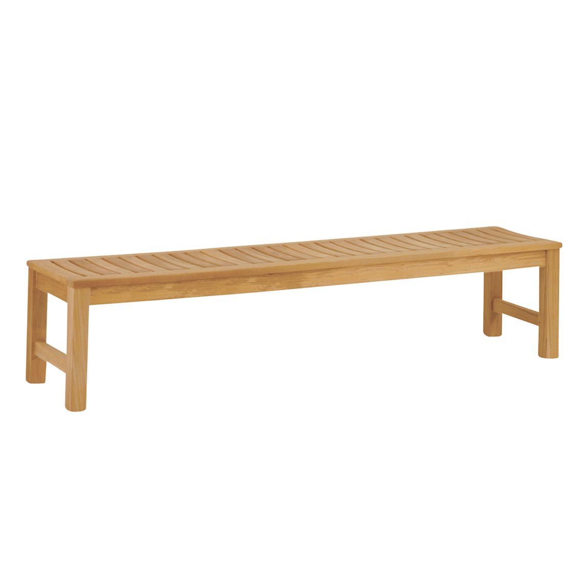 The Waverley 6' Backless Bench crafted from Grade A teak can be paired with a range of dining tables or utilized independently, poolside or on tennis court.
