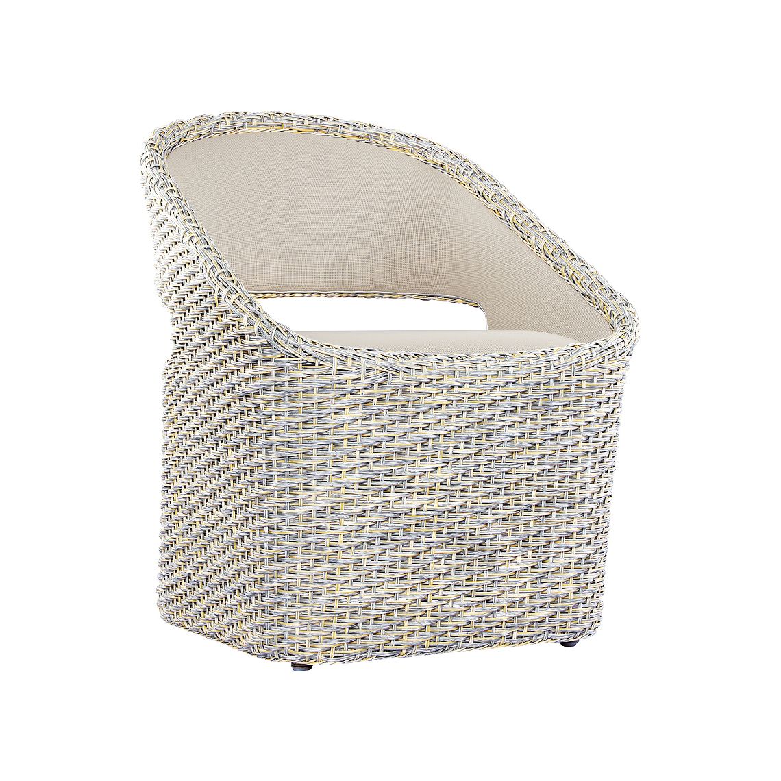 The Biscayne Dining Armchair combines hand-woven all-weather wicker with a breathable mesh sling seat for outdoor dining comfort. Fade-resistant and easy to maintain, it's built for years of outdoor use.