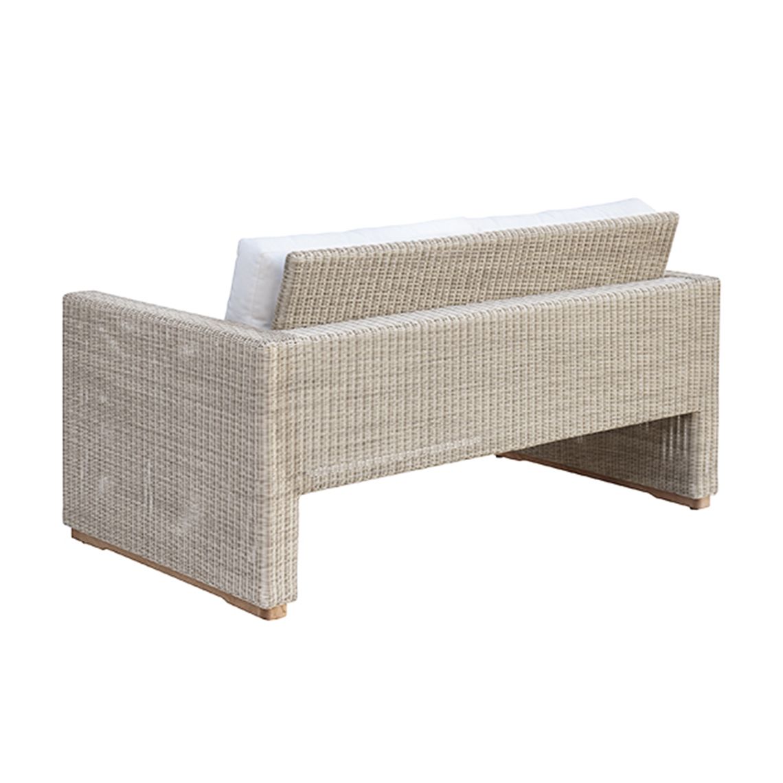 The Westport Settee, crafted from hand-woven wicker. Features streamlined simplicity with solid teak bases. By Kingsley Bate. Find a dealer near you. - alternate view
