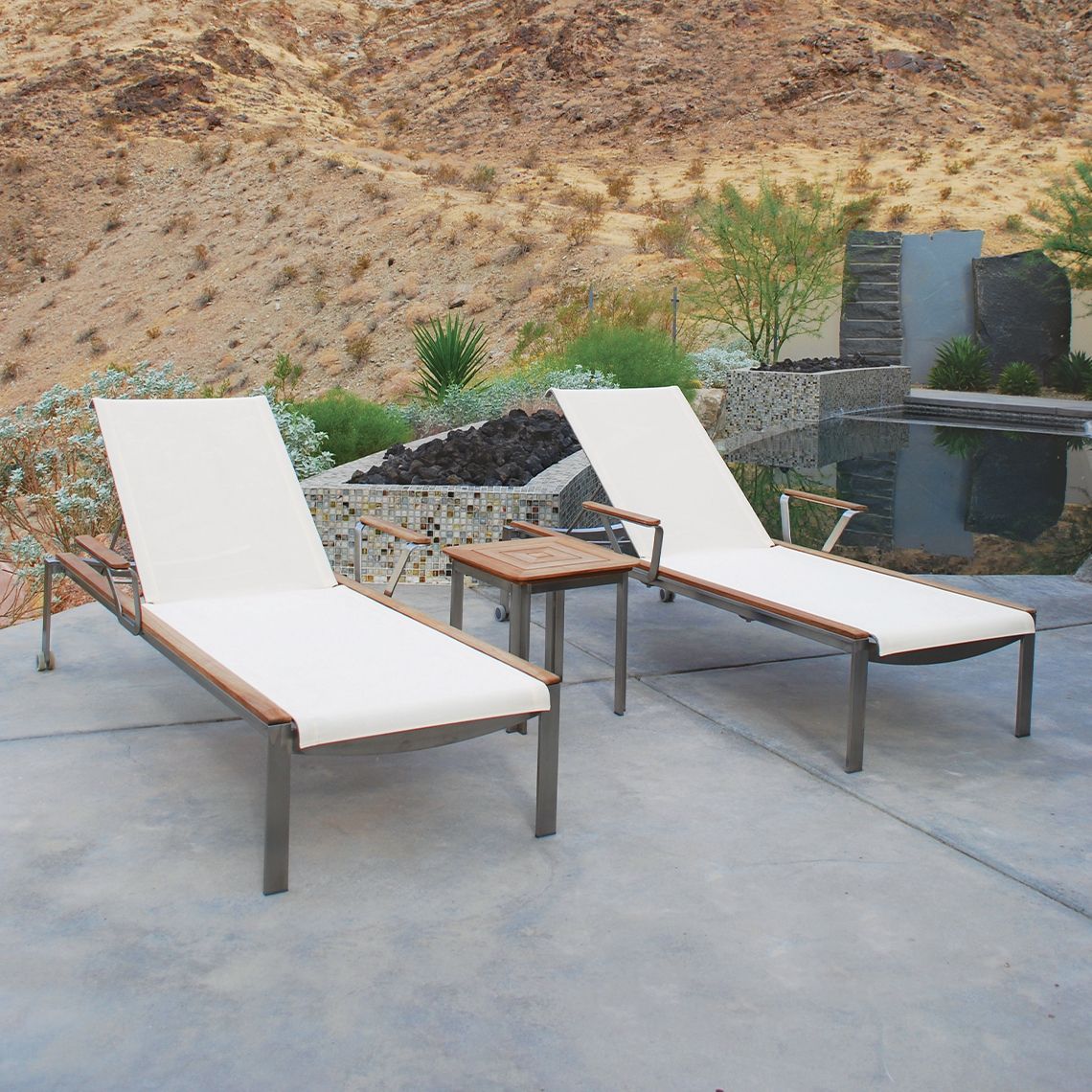 Tivoli Stainless Steel & Teak Side Table - Image 3