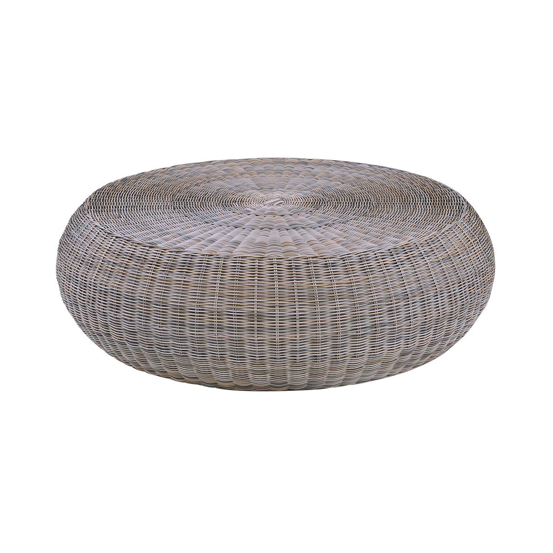 The Ojai Coffee Table brings vintage California charm to outdoor spaces with hand-woven all-weather wicker over aluminum frames. Its generous 50-inch diameter and tempered glass top make it both stylish and practical for poolside entertaining.