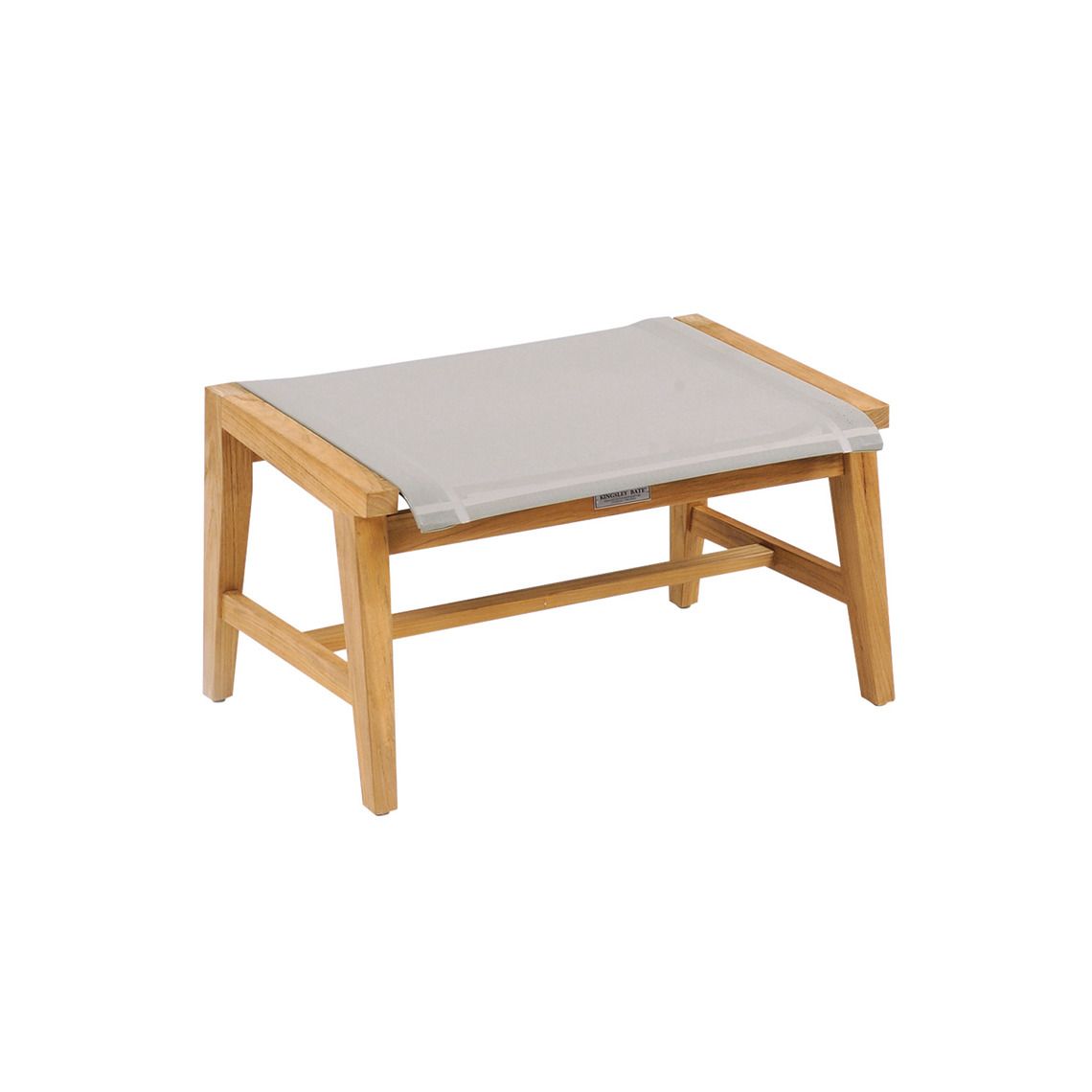 The Marin Club Ottoman brings mid-century modern elegance to outdoor spaces with Grade A teak construction and tapered legs. Its compact footprint and durable Batyline sling surface make it ideal for patios and covered porches.