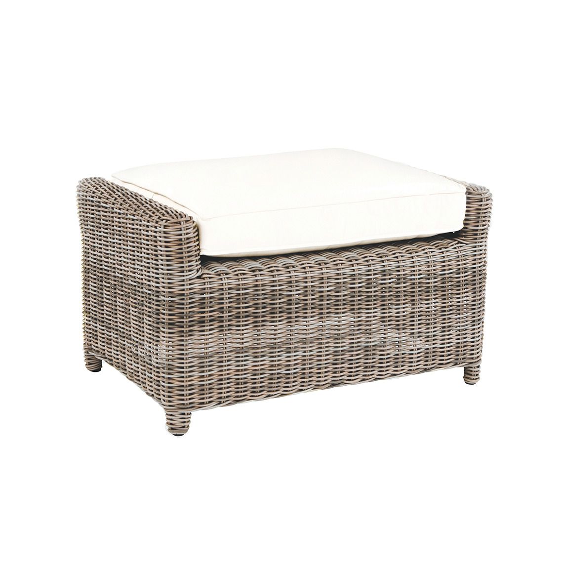 The Sag Harbor Ottoman brings coastal elegance to outdoor spaces with its extra-large hand-woven wicker construction. Weather-resistant and stylish, it's perfect for poolside lounging or patio seating areas.