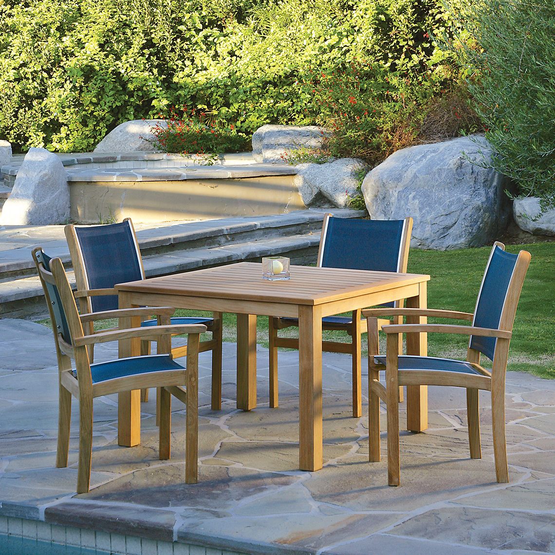 The Wainscott 42.5" Square Dining Table in Grade A teak. Attractive transitional teak tables. By Kingsley Bate. Find a dealer near you. - alternate view