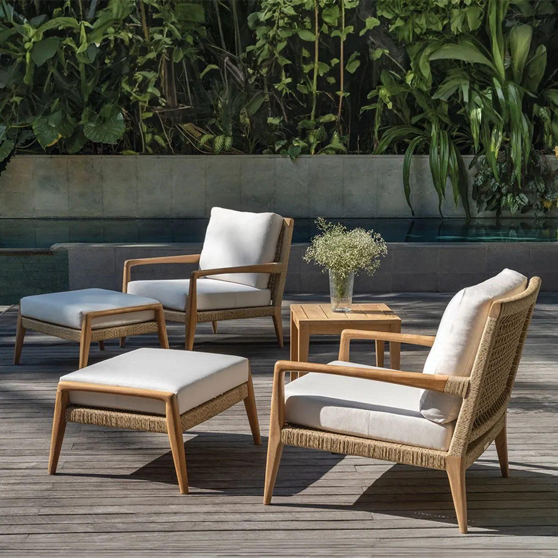 Teak Outdoor Ottoman – Barcelona | Kingsley Bate | Kingsley Bate